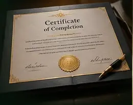 Professional certificate of completion with gold seal