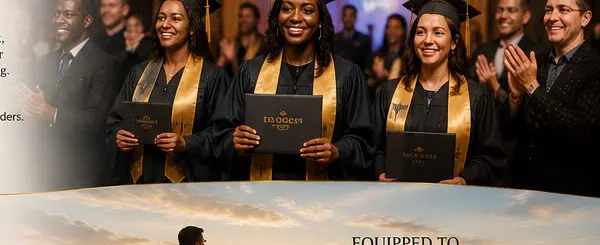 Logos Theology Institute graduates holding their diplomas